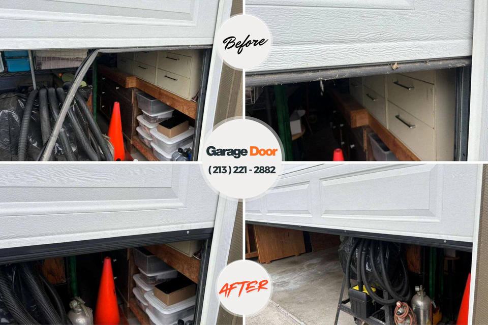 Before and after: garage door repair Fort Lauderdale, FL